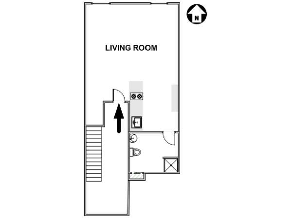 New York Monolocale appartamento - piantina approssimativa dell' appartamento  (NY-17526)
