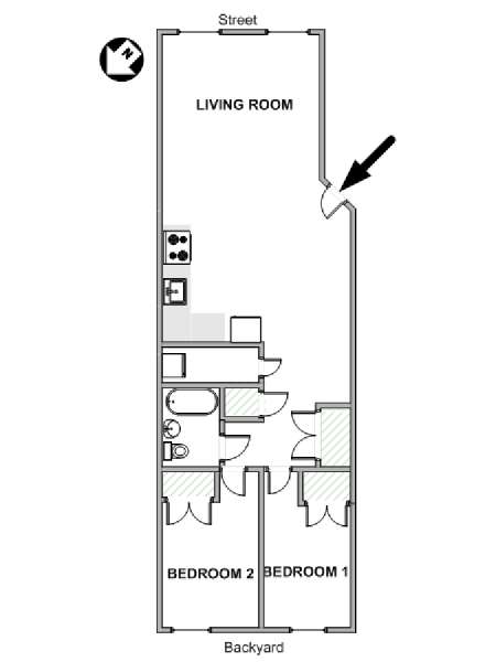 New York 2 Camere da letto appartamento - piantina approssimativa dell' appartamento  (NY-17535)