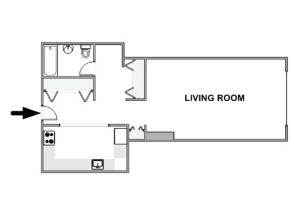 New York Monolocale appartamento - piantina approssimativa dell' appartamento  (NY-17572)