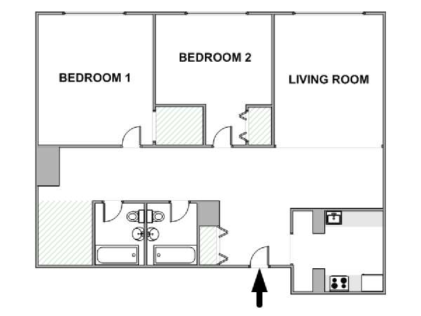 New York 2 Camere da letto appartamento - piantina approssimativa dell' appartamento  (NY-17574)