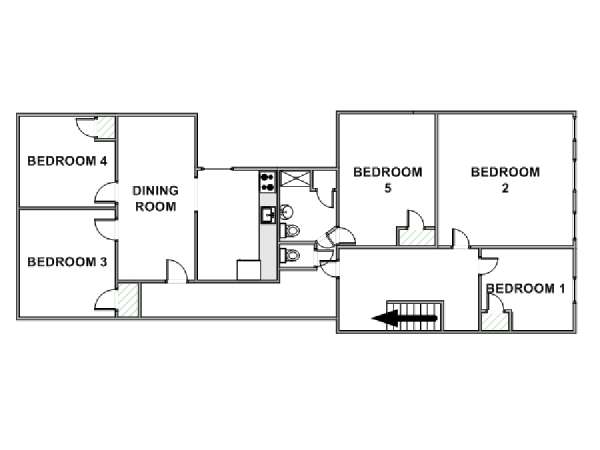 New York 5 Bedroom roommate share apartment - apartment layout  (NY-17610)