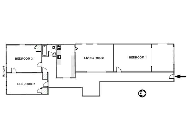 New York 3 Bedroom roommate share apartment - apartment layout  (NY-17611)