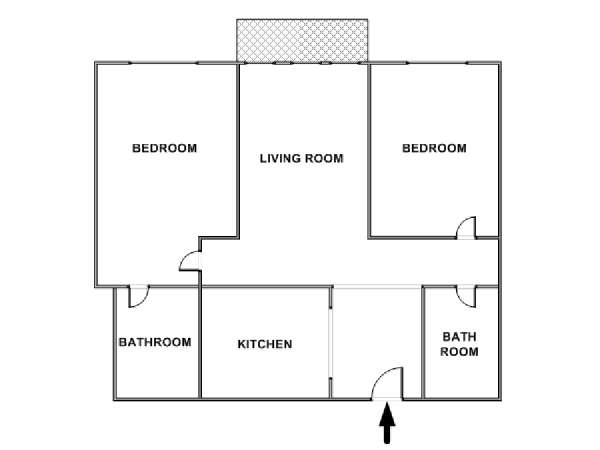 New York 2 Camere da letto appartamento - piantina approssimativa dell' appartamento  (NY-17627)