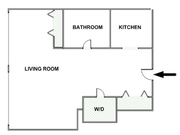 New York Monolocale appartamento - piantina approssimativa dell' appartamento  (NY-17644)