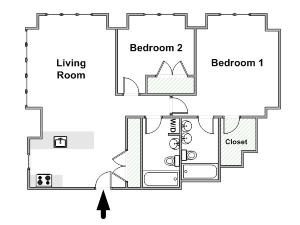 New York 2 Camere da letto appartamento - piantina approssimativa dell' appartamento  (NY-17652)