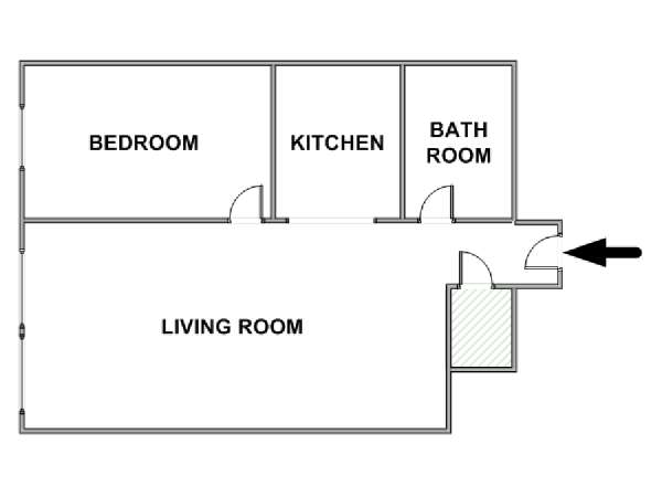 New York 1 Camera da letto appartamento - piantina approssimativa dell' appartamento  (NY-17660)