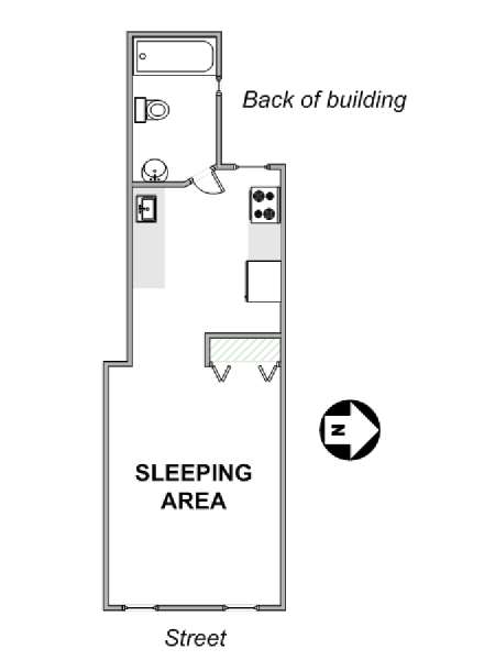 New York Monolocale appartamento - piantina approssimativa dell' appartamento  (NY-17666)