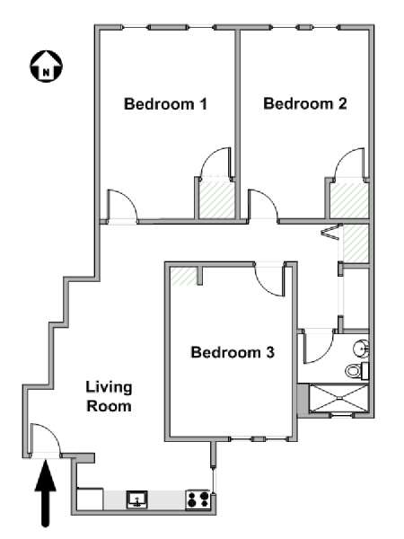 New York 3 Bedroom apartment - apartment layout  (NY-17684)
