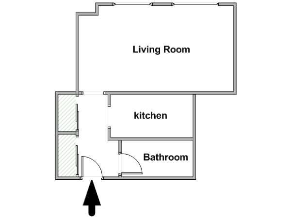 New York Monolocale appartamento - piantina approssimativa dell' appartamento  (NY-17700)