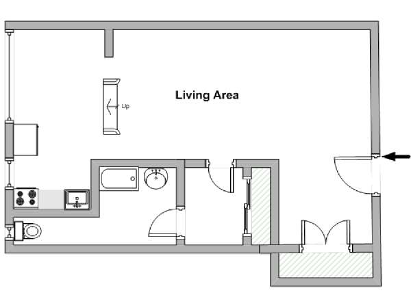 New York Monolocale appartamento - piantina approssimativa dell' appartamento  (NY-17701)