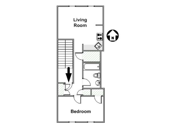 New York 1 Camera da letto appartamento - piantina approssimativa dell' appartamento  (NY-17735)
