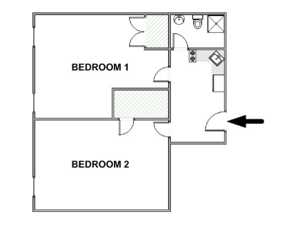 New York 2 Camere da letto stanza in affitto - piantina approssimativa dell' appartamento  (NY-17738)