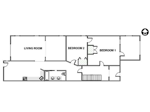 New York 2 Camere da letto appartamento - piantina approssimativa dell' appartamento  (NY-17770)