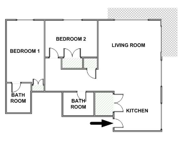 New York 2 Camere da letto appartamento - piantina approssimativa dell' appartamento  (NY-17848)