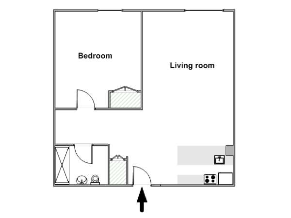 New York 1 Camera da letto appartamento - piantina approssimativa dell' appartamento  (NY-17891)