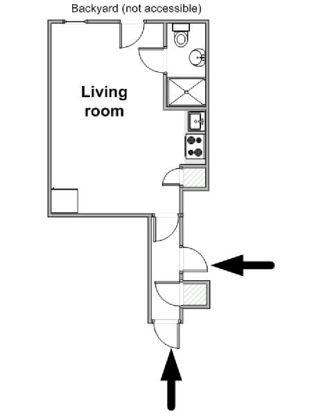 New York Monolocale appartamento - piantina approssimativa dell' appartamento  (NY-17917)