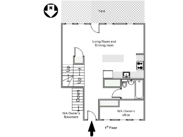 New York 2 Camere da letto - Duplex stanza in affitto - piantina approssimativa dell' appartamento 1 (NY-17953)