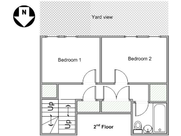 New York 2 Camere da letto - Duplex stanza in affitto - piantina approssimativa dell' appartamento 2 (NY-17953)