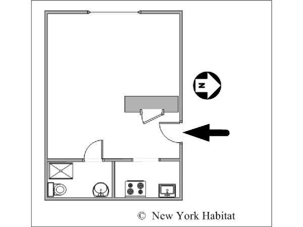 New York Studio T1 appartement bed breakfast - plan schématique  (NY-1796)
