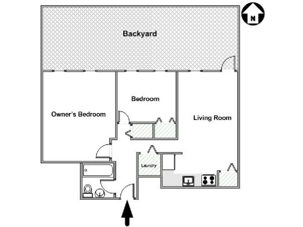 New York 2 Camere da letto stanza in affitto - piantina approssimativa dell' appartamento  (NY-17969)