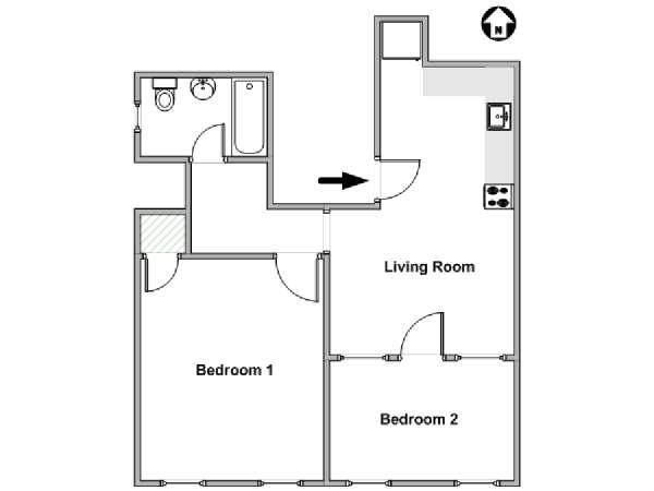 New York 2 Camere da letto appartamento - piantina approssimativa dell' appartamento  (NY-17989)