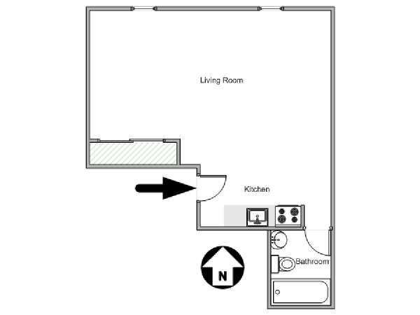 New York Monolocale appartamento - piantina approssimativa dell' appartamento  (NY-17995)