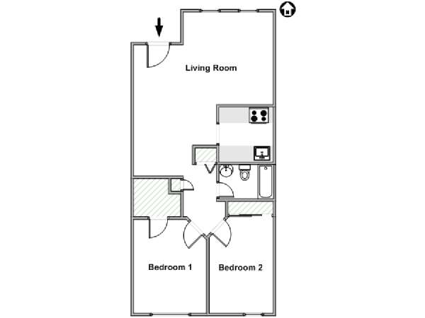 New York 2 Bedroom roommate share apartment - apartment layout  (NY-18037)