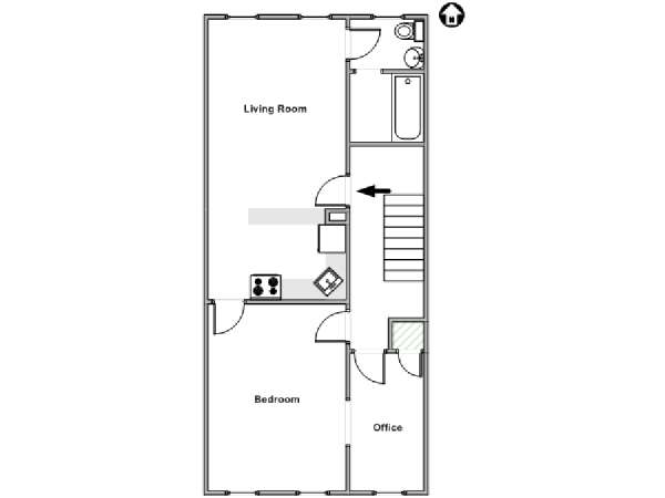 New York 1 Camera da letto appartamento - piantina approssimativa dell' appartamento  (NY-18046)