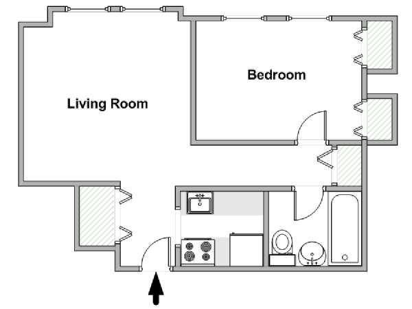 New York 2 Zimmer wohnungsvermietung - layout  (NY-18077)