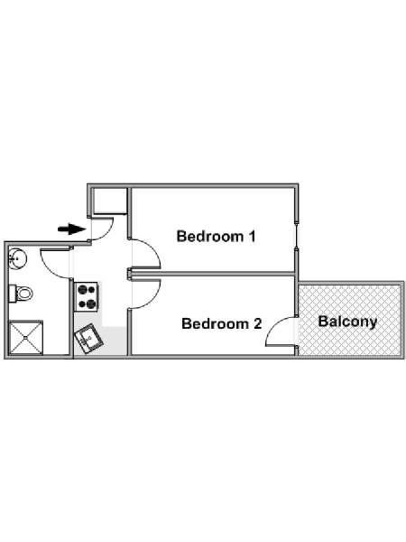 New York 2 Camere da letto appartamento - piantina approssimativa dell' appartamento  (NY-18099)