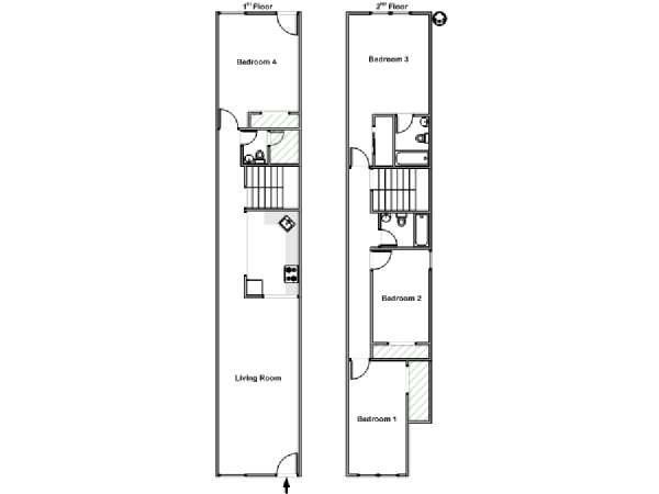 New York 4 Bedroom roommate share apartment - apartment layout  (NY-18156)