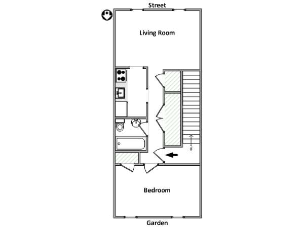 New York 1 Camera da letto appartamento - piantina approssimativa dell' appartamento  (NY-18193)