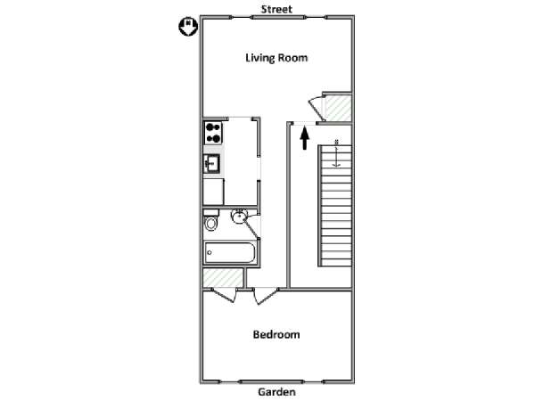 New York 1 Camera da letto appartamento - piantina approssimativa dell' appartamento  (NY-18194)