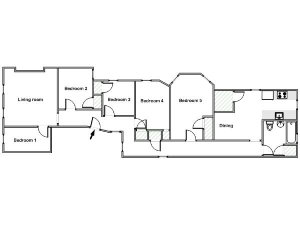 New York 5 Bedroom roommate share apartment - apartment layout  (NY-18196)