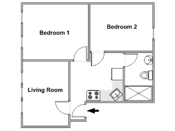 New York 2 Camere da letto appartamento - piantina approssimativa dell' appartamento  (NY-18242)