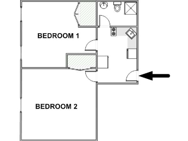 New York 2 Camere da letto stanza in affitto - piantina approssimativa dell' appartamento  (NY-18285)