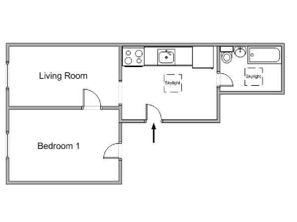 New York 1 Camera da letto appartamento - piantina approssimativa dell' appartamento  (NY-18341)
