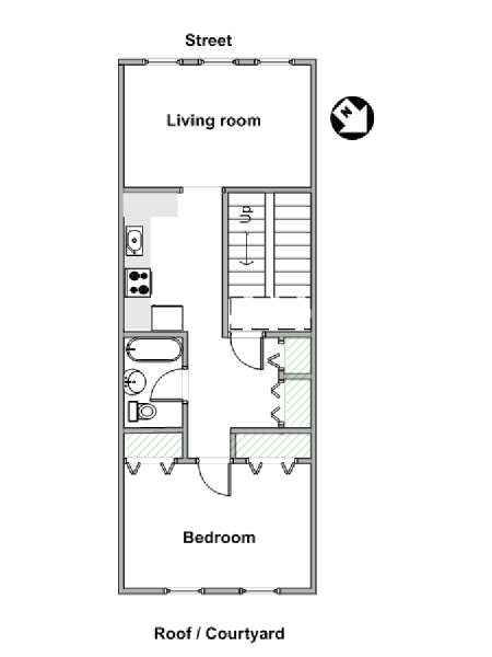 New York 1 Camera da letto appartamento - piantina approssimativa dell' appartamento  (NY-18382)