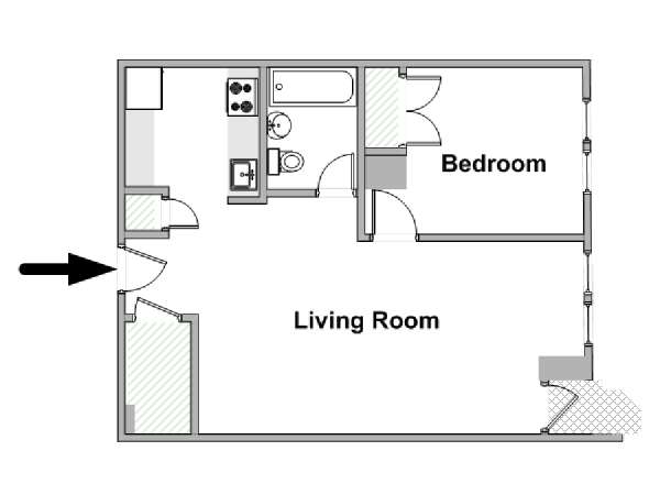 New York 1 Bedroom apartment - apartment layout  (NY-18415)