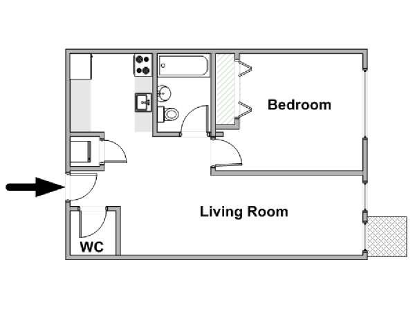 New York 1 Bedroom apartment - apartment layout  (NY-18416)
