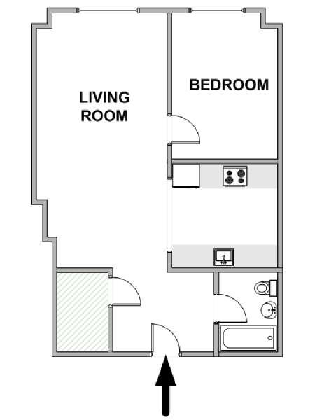New York 1 Bedroom apartment - apartment layout  (NY-18435)