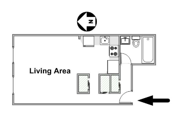 New York Monolocale appartamento - piantina approssimativa dell' appartamento  (NY-18442)