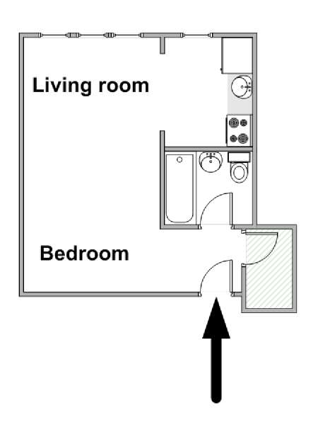 New York Monolocale appartamento - piantina approssimativa dell' appartamento  (NY-18498)