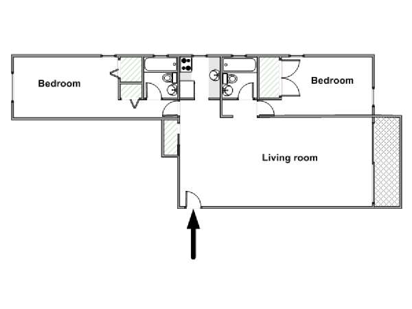 New York 2 Camere da letto appartamento - piantina approssimativa dell' appartamento  (NY-18526)