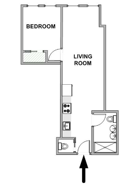 New York Monolocale appartamento - piantina approssimativa dell' appartamento  (NY-18784)