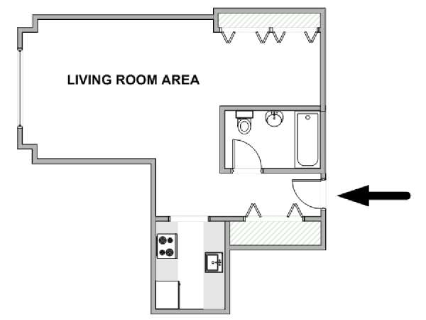 New York Monolocale appartamento - piantina approssimativa dell' appartamento  (NY-18786)