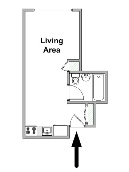 New York Monolocale appartamento - piantina approssimativa dell' appartamento  (NY-18790)