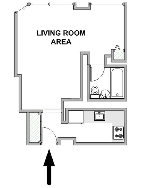 New York Studio T1 logement location appartement - plan schématique  (NY-18803)