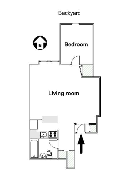 New York 1 Camera da letto appartamento - piantina approssimativa dell' appartamento  (NY-18819)