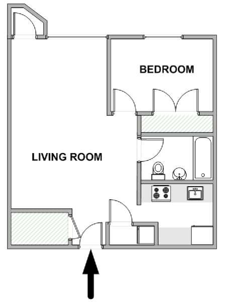 New York Monolocale appartamento - piantina approssimativa dell' appartamento  (NY-18828)
